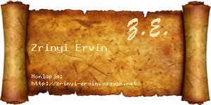 Zrinyi Ervin névjegykártya